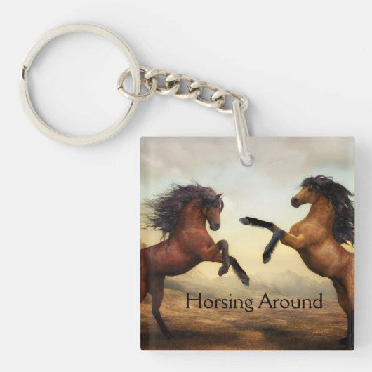 paar wilde paarden  sleutelhanger (voorkant)