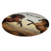 paar wilde paarden snijplank (Hoek)