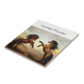 paar wilde paarden tegeltje (Zijkant)