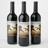 paar wilde paarden wijn etiket (Flessen)