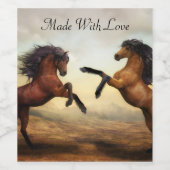 paar wilde paarden wijn etiket (Enkel label)