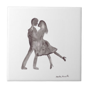 paar witte en zwarte Romance Tegeltje