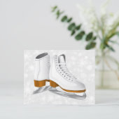 paar witte ijs schaatsen briefkaart (Staand voorkant)