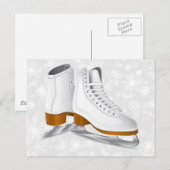 paar witte ijs schaatsen briefkaart (Voorkant / Achterkant)