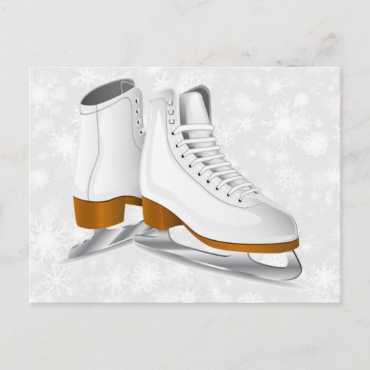 paar witte ijs schaatsen briefkaart (Voorkant)