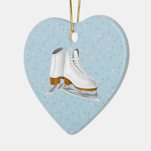 paar witte ijs schaatsen keramisch ornament (Links)