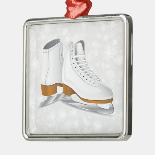 paar witte ijs schaatsen metalen ornament (Links)