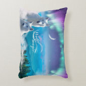 Paar witte wolven met noorderlicht accent kussen (Voorkant(Verticaal))