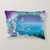 Paar witte wolven met noorderlicht accent kussen (Achterkant)