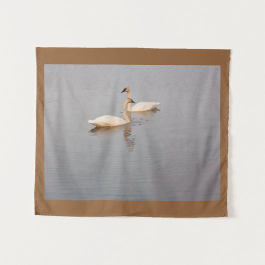 Paar witte zwanen tapijt wandkleed (Voorkant (horizontaal))