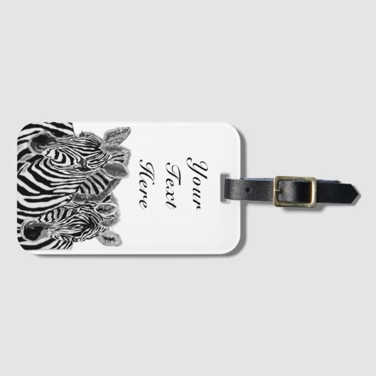 Paar Zebras Bagagelabel met aangepaste naam tekst (Voorkant (horizontaal))