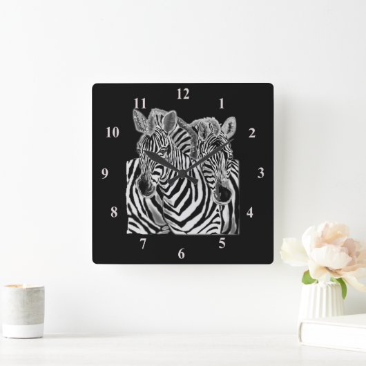 Paar Zebra's Wall Clock Vierkante Klok (Huis)