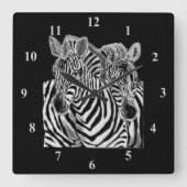Paar Zebra's Wall Clock Vierkante Klok (Voorkant)