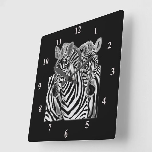 Paar Zebra's Wall Clock Vierkante Klok (Hoek)