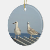 Paar zeemeeuwen keramisch ornament (Links)