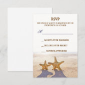 paar zeesterren strand bruiloft RSVP kaarten Kaartje (Voorkant / Achterkant)