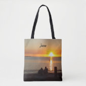 Paar zit op strand op de Canvas tas (Voorkant)