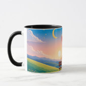 Paar zittend op een bank met liefdestitel mok (Links)