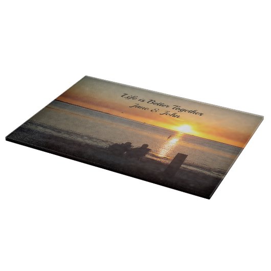 Paar zittend op Florida strand snijplank (Hoek)