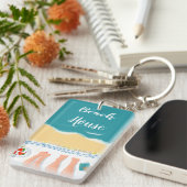 Paar Zonnebaden Aan Zee Illustratie Strand Huis Sleutelhanger (Voorkant Rechts)