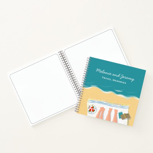 Paar Zonnebaden Gepersonaliseerd Reisjournaal Notitieboek (Binnen)
