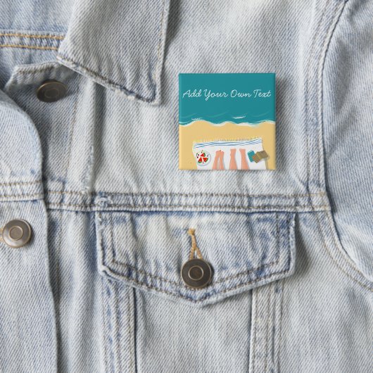 Paar Zonnebaden Gepersonaliseerde Reizen Vierkante Button 5,1 Cm (In situ)