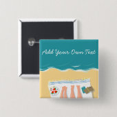 Paar Zonnebaden Gepersonaliseerde Reizen Vierkante Button 5,1 Cm (Voorkant /achterkant)