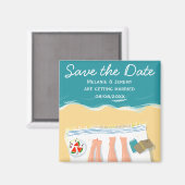 Paar Zonnebaden op het strand Custom Save the Date Magneet (Voorkant / Achterkant)