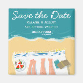 Paar Zonnebaden op het strand Custom Save the Date Magneet (Voorkant)