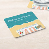 Paar Zonnebaden op het strand Gepersonaliseerd Kartonnen Onderzetters (Schuin)