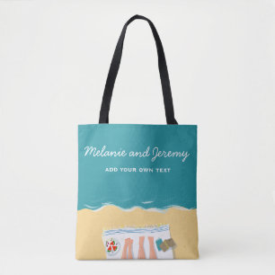 Paar Zonnebaden op het strand Gepersonaliseerd Tote Bag