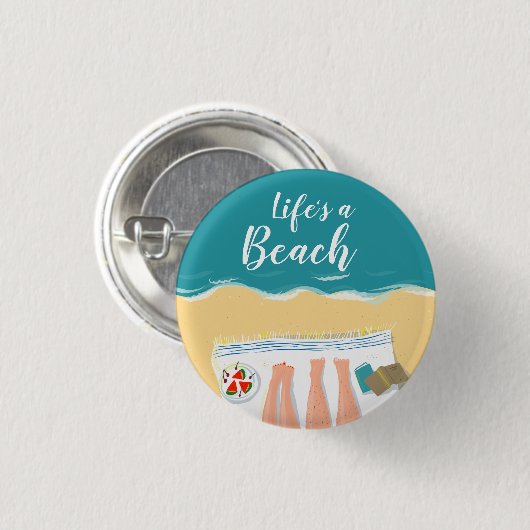 Paar Zonnebaden op het strand Slogan Ronde Button 3,2 Cm (Voorkant /achterkant)