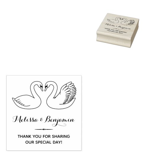 Paar Zwanen bruiloft Jubileum Dank u Rubberstempel (Gestempeld)