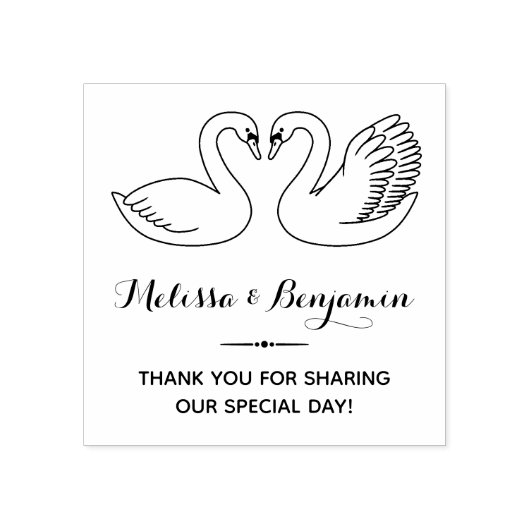 Paar Zwanen bruiloft Jubileum Dank u Rubberstempel (Afrduk)