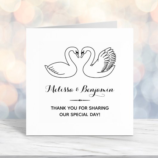 Paar Zwanen bruiloft Jubileum Dank u Zelfinktende Stempel