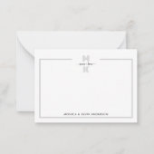Paar Zwart Wit Elegant Eenvoudig monogram Notitiekaartje (Voorkant)