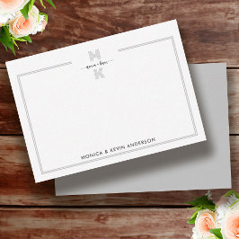 Paar Zwart Wit Elegant Eenvoudig monogram Notitiekaartje