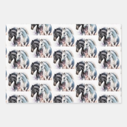 Paar zwart-wit in Waterverf Inpakpapier Vel (Voorkant 3)