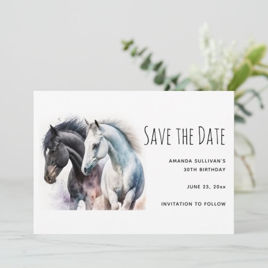 Paar zwart-wit in Waterverf Save The Date (Staand voorkant)