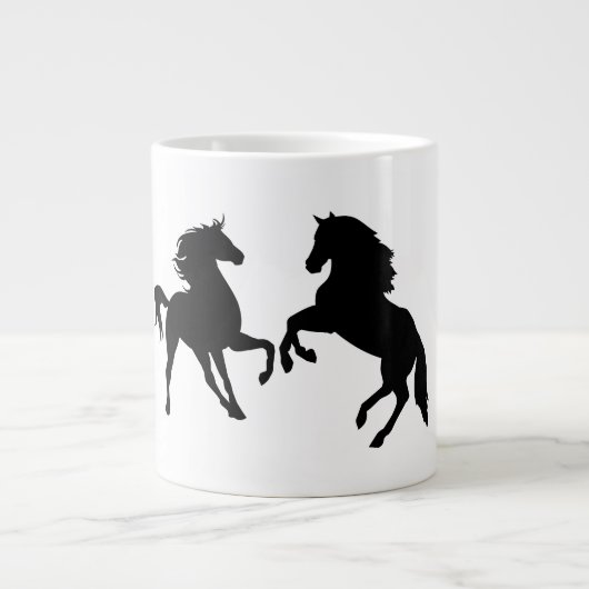 Paar Zwarte Paarden Koffie Mok (Voorkant)