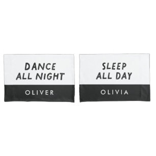 Paar zwarte witte dans de hele nacht slapen de hel kussensloop