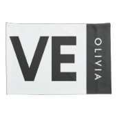 Paar zwarte witte serif liefde typografie moderne kussensloop (Achterkant-Rechts)