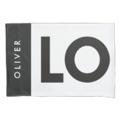 Paar zwarte witte serif liefde typografie moderne kussensloop (Voorkant-Links)