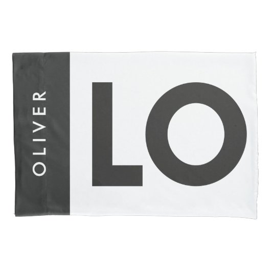 Paar zwarte witte serif liefde typografie moderne  kussensloop (Voorkant-Links)