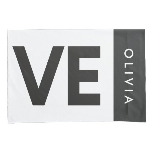 Paar zwarte witte serif liefde typografie moderne kussensloop (Voorkant-Rechts)