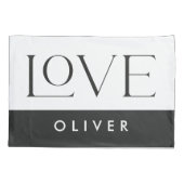 Paar zwarte witte serif liefde typografie moderne kussensloop (Achterkant-Links)