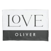 Paar zwarte witte serif liefde typografie moderne kussensloop (Voorkant-Links)