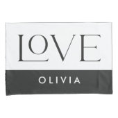 Paar zwarte witte serif liefde typografie moderne kussensloop (Voorkant-Rechts)