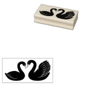 Paar zwarte zwanen rubberstempel (Gestempeld)