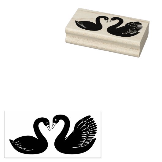 Paar zwarte zwanen rubberstempel (Gestempeld)